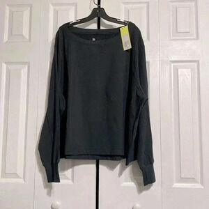 All in motion black cotton active west crop top shirt